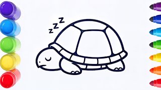 Turtle Coloring Page for Kids | Easy Turtle Drawing