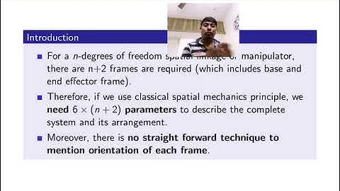 Robotic Manipulators: Lecture 5 (Kinematic parameters)