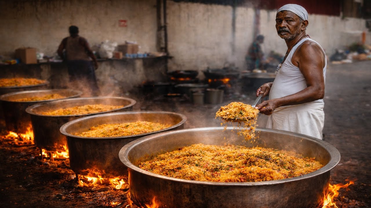 500 kg Massive Mutton Biryani Making in Indian Wedding