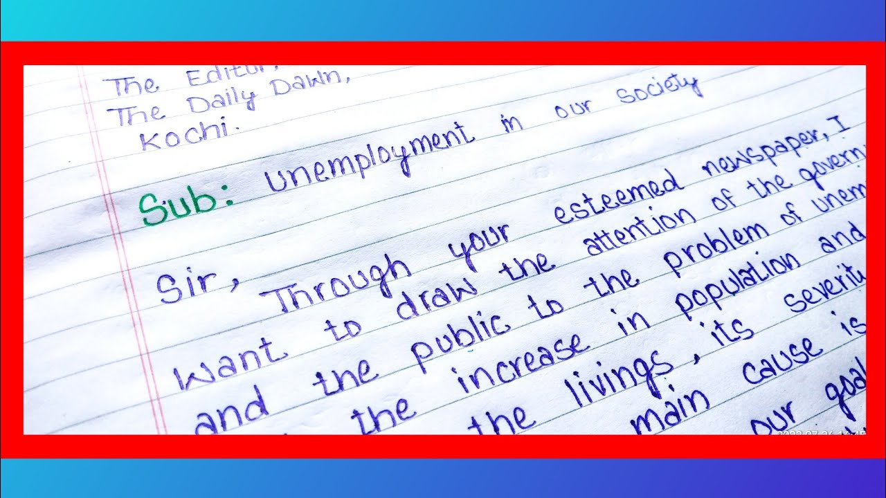 Unemployed Writing how to write a letter to editor for unemployment in our society ...