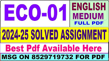 ECO 01 solved assignment 2024-25 || eco 01 solved assignment 2025 in English || ignou eco1 2025