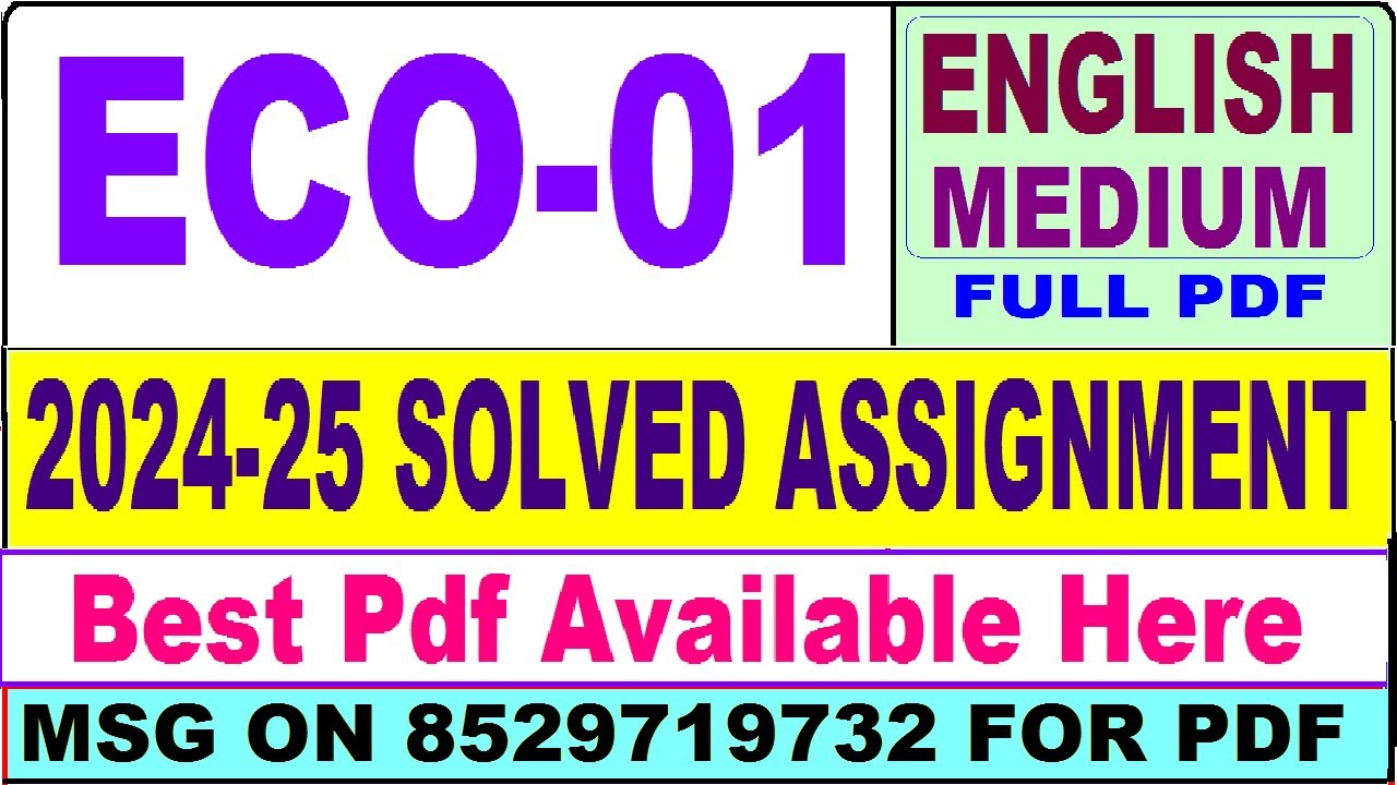 ECO 01 solved assignment 2024-25 || eco 01 solved assignment 2025 in English || ignou eco1 2025