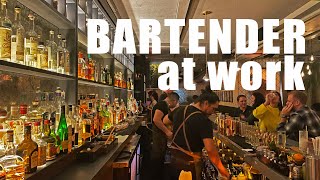 POV: Bartender at work at MACE bar NYC.