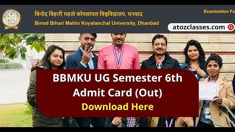 BBMKU UNIVERSITY SEM VI ADMIT CARD