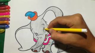 Dumbo Coloring Book Page For Kids Learning Colour Sailany Coloring Kids