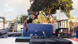 Back Tuck Slow Motion: Kicking Out Before Rotation Finishes