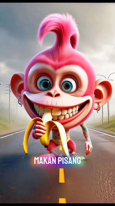 monyet pink suka makan pisang #funny #comedy #cartoon #animals #kartunkucing #komedi #animatry