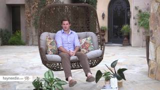 Belham Living Rayna All Weather Wicker Loveseat Porch Swing with Cushion - Product Review Video For more details or to shop this Belham Living porch swing visit Hayneedle at http://www.hayneedle.com/product/belham-living-