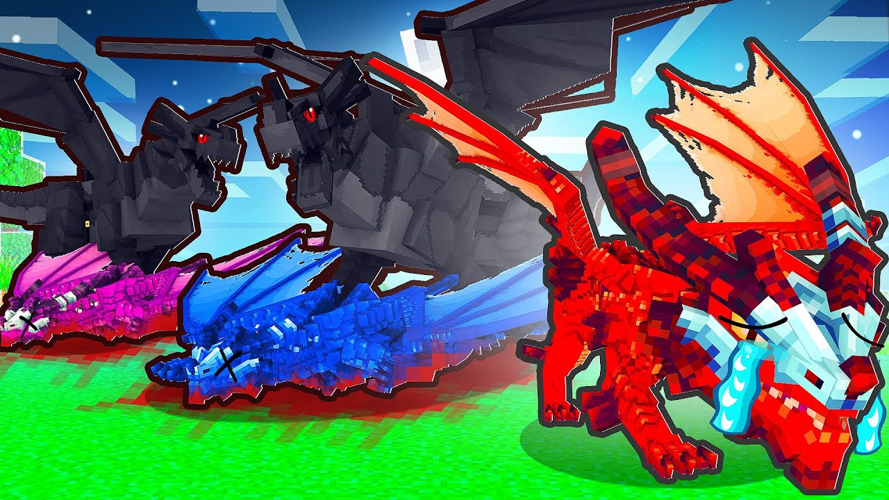 A HISTORIA DO FILHOTE DE DRAGÃO DIFERENTE QUE TEVE SUA FAMILIA CAÇADA no MINECRAFT