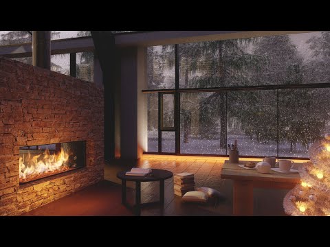 Cozy Winter Ambience | Fireplace | Beautiful Falling Snow - YouTube