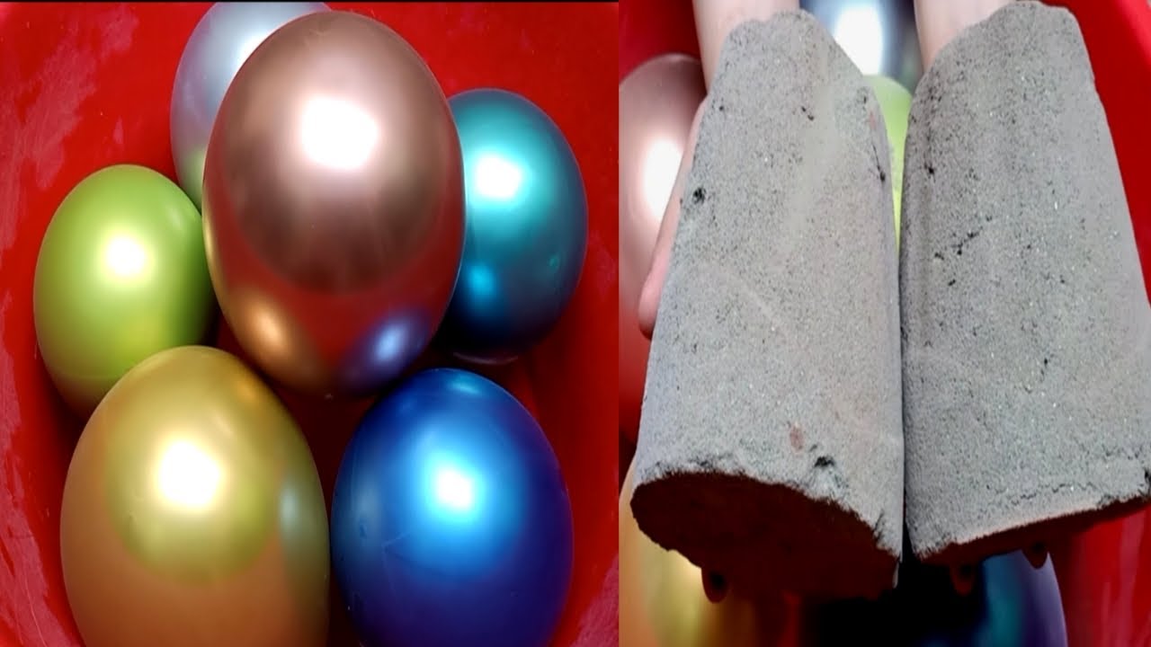 ASMR| Black Sand Crumbling On Colorful Balloons Amazingly Satisfying Sounds.☺️🖤.