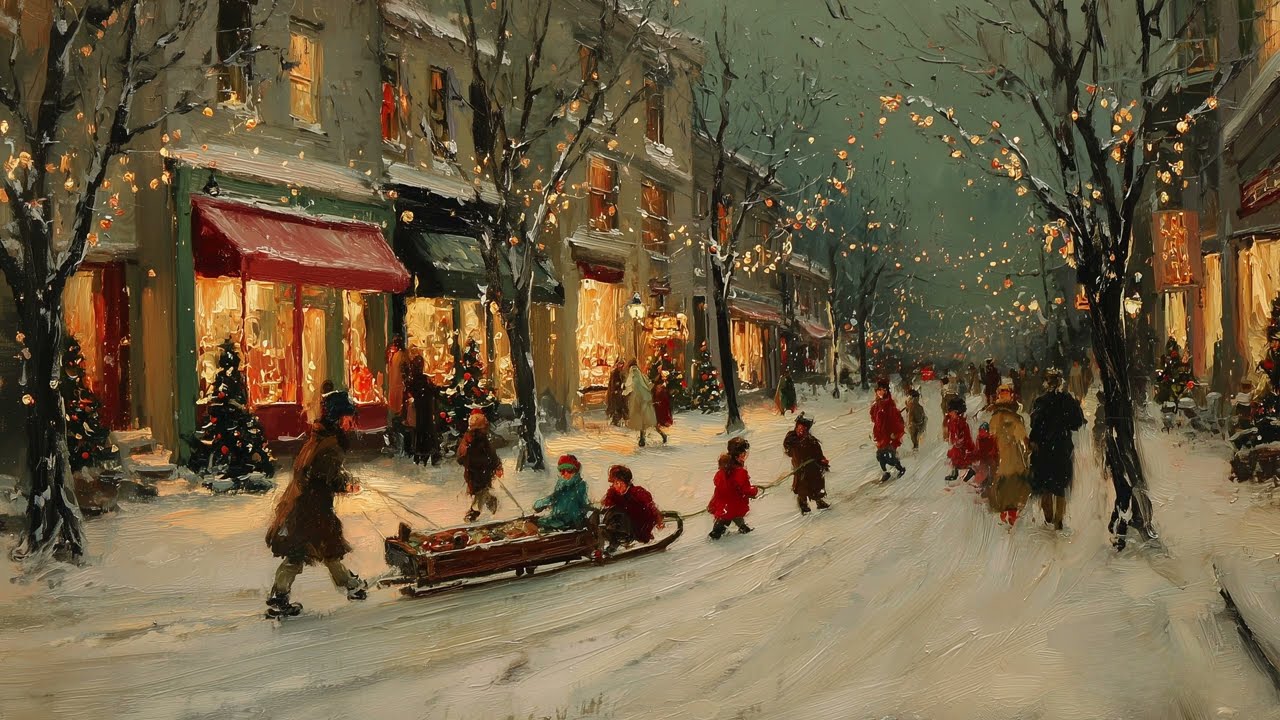 Vintage Christmas TV Art 🎄🎅 Cozy Festive Ambience with Candles, Snow, and Vintage Christmas Decor