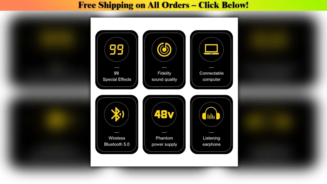 TKLBLS Professional 6-Channel 99DSP Audio Mixer 48V Phantom Power USB Studio Karaoke Bluetooth DJ