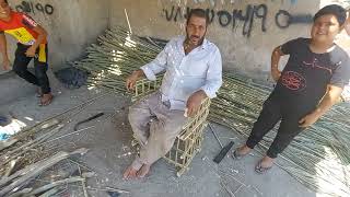 صناعه كرسي من جريد وسعف النخيل حرفه قديمه Manufacture of a chair from the palm brushes #حرف_ابداعات