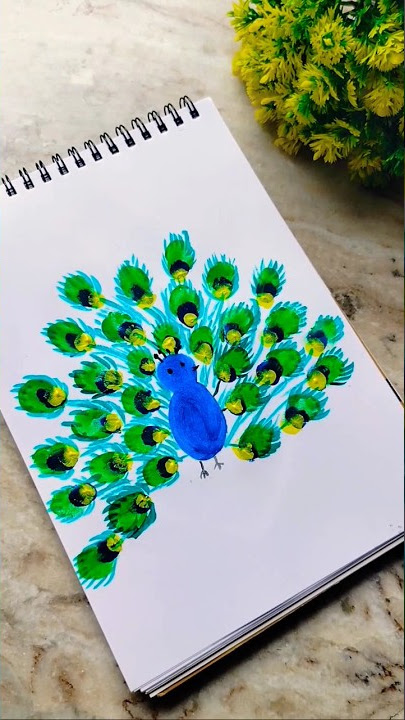 DIY peacock painting with finger😍😍||#youtubeshorts #viral #shortvideo #viralvideo #shorts #diy