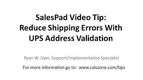 SalesPad Video Tip: Reduce shipping errors with UPS Address Validation