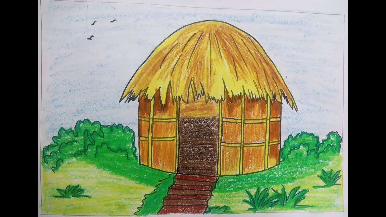 झोपडी का चित्र कैसे निकाले | Hut Drawing | Namrata Drawing Class ...