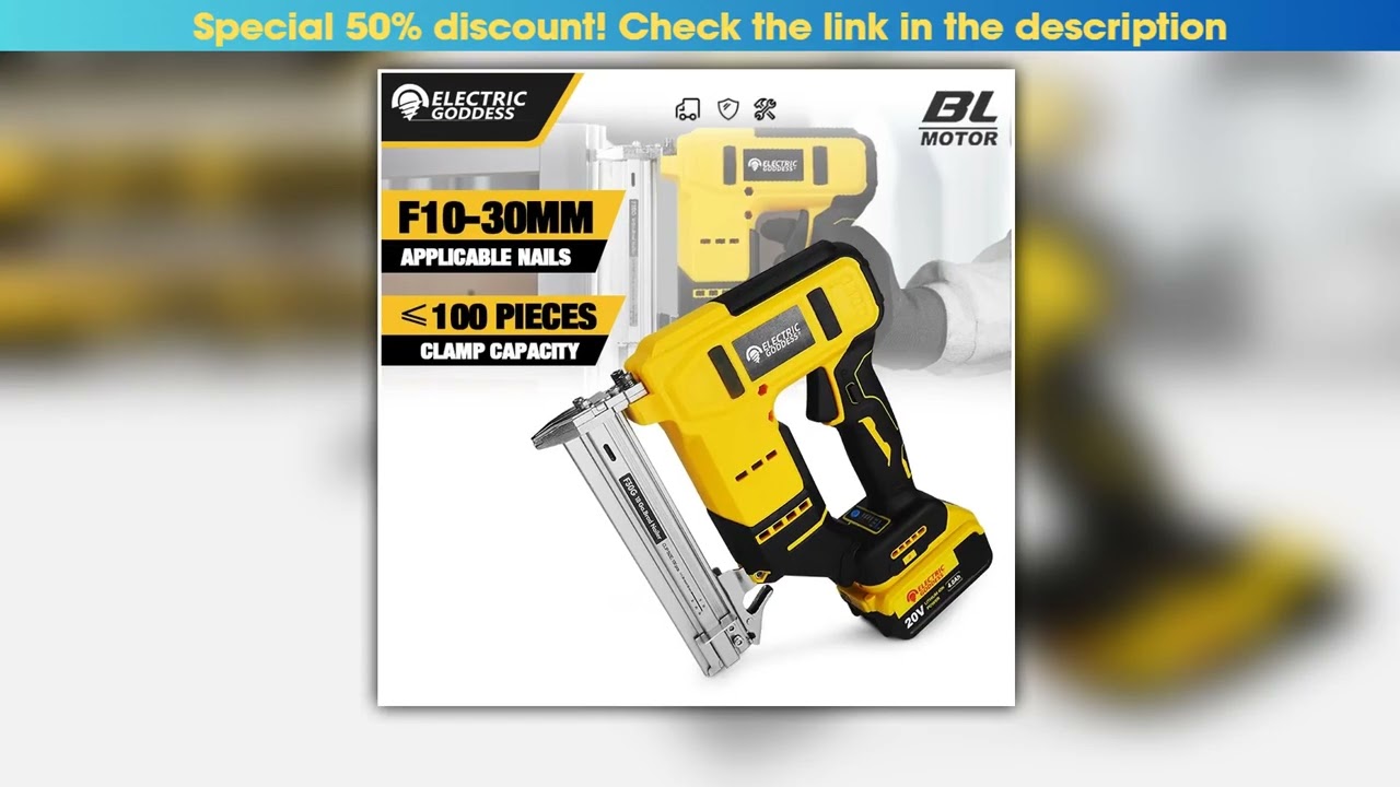 1030mm Brushless Electric Nail Gun Depth Adjustment Nailer Stapler F10F30 Furniture Staple Gun For