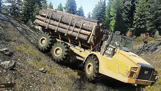 Caterpillar 745C Extreme Offroader | Transporting a Medium Logs Snowrunner