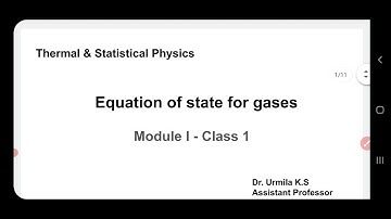 Equation of state for gases - Class 1