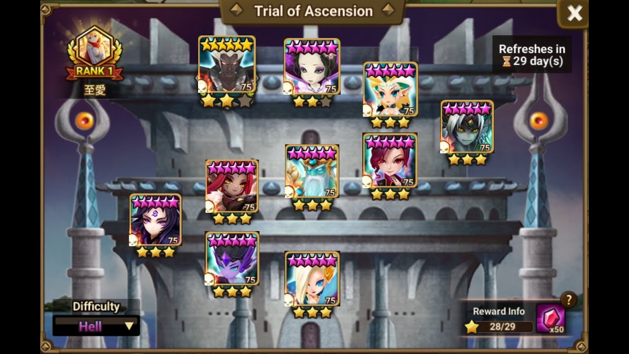 【TOA HELL】1F-10F CLEAR with 28★ [Summoners War] 2021 May