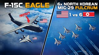 1 Vs 6 | F15C Eagle Vs 6x North Korean Mig29 Fulcrum | C5 Galaxy Escort/Protect  | DCS |