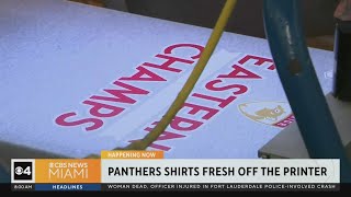 Florida Panthers' Eastern Conference champion shirts fresh off the printers