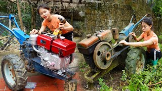 Repair and restore severely damaged Diesel engine tractors. Restore old to new/genius girl