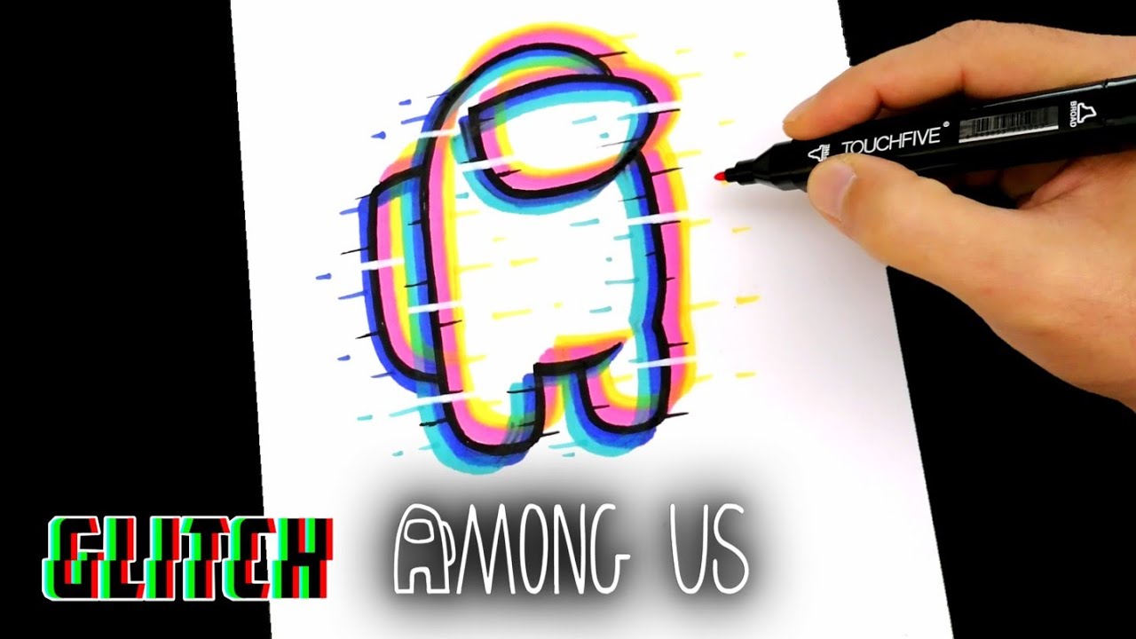 COMO DIBUJAR AMONG US EFECTO GLITCH | how to draw among us glitch efect