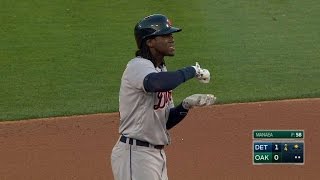 DET@OAK: Maybin doubles home Upton to open scoring