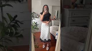 I’m 5’2 111 lb wearing a size xs #polkadotskirt #longskirt #fashion #goingoutoutfit