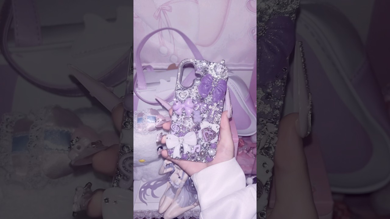 白×紫の最強に可愛いデコ電作ったよ〜 #地雷系 #平成女児 #デコケース 