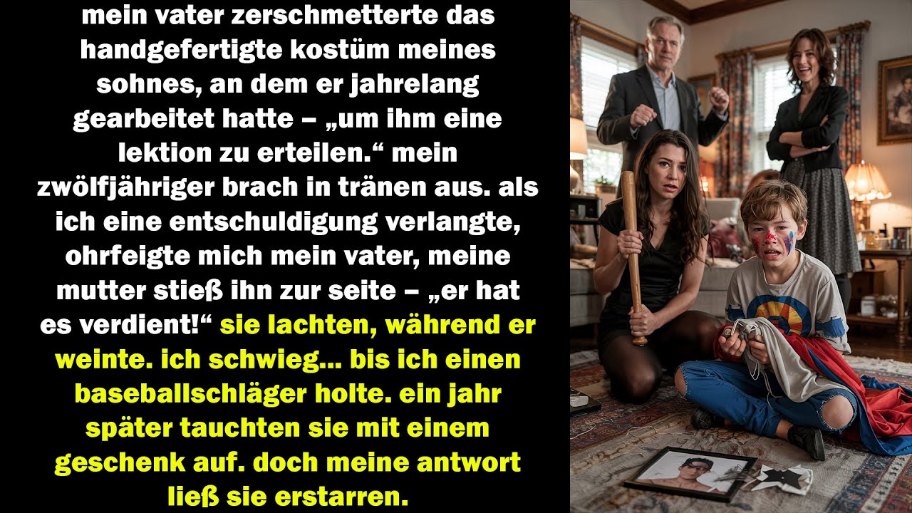 mein vater zerstörte das lieblingskostüm meines sohnes – ein jahr später bekam er meine antwort