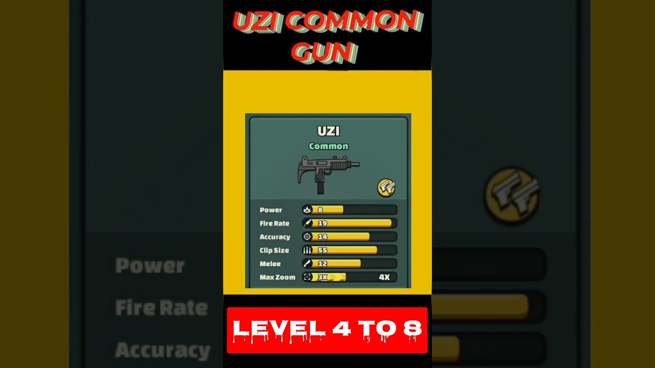 UZI GUN IN MINI MILITIA LEVEL 4 TO 8 UPGRADED