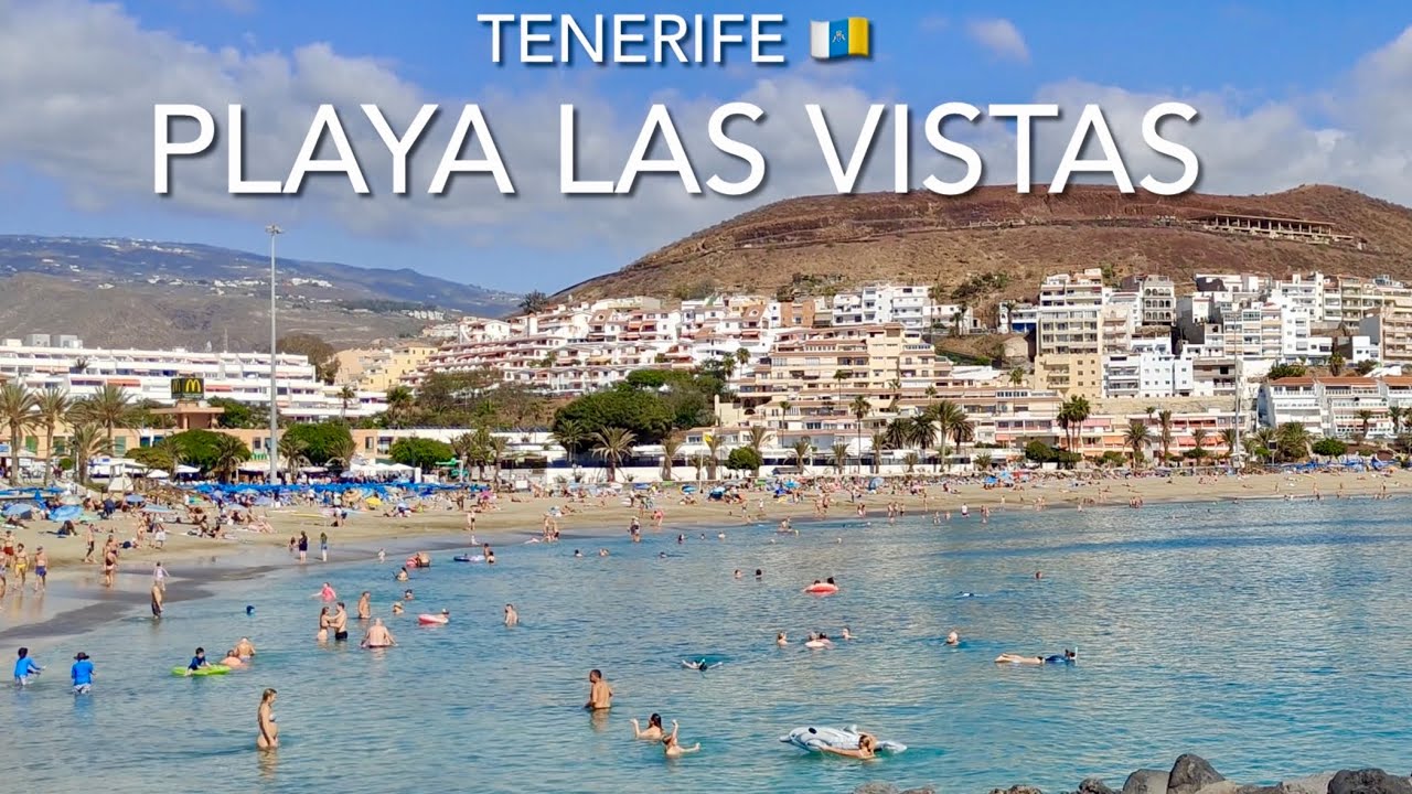Playa de Las Vistas, Los Cristianos, Tenerife (4K) - YouTube
