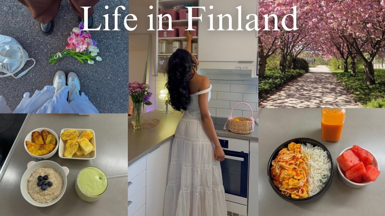 Days in my life in Finland | Living alone diaries | Grocery shopping, Cooking | Cherry blossom🌸