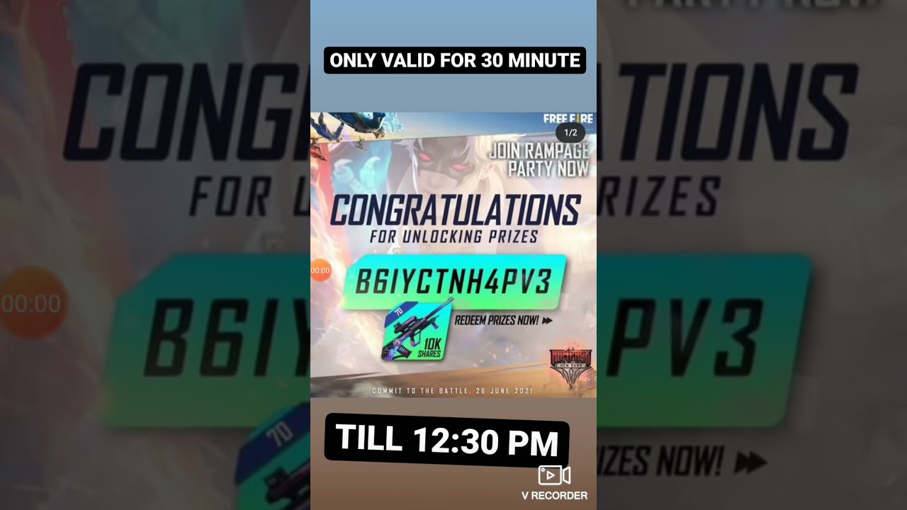 free fire redeem code 26 june