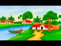 how to draw prakritik house drawing |beautiful village scenery drawing |easy village |prakritik