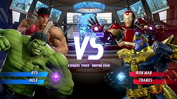 MARVEL VS. CAPCOM:HULK/RYU VS THANOS/IRONMAN GAMEPLAY PS4 AVENGERS