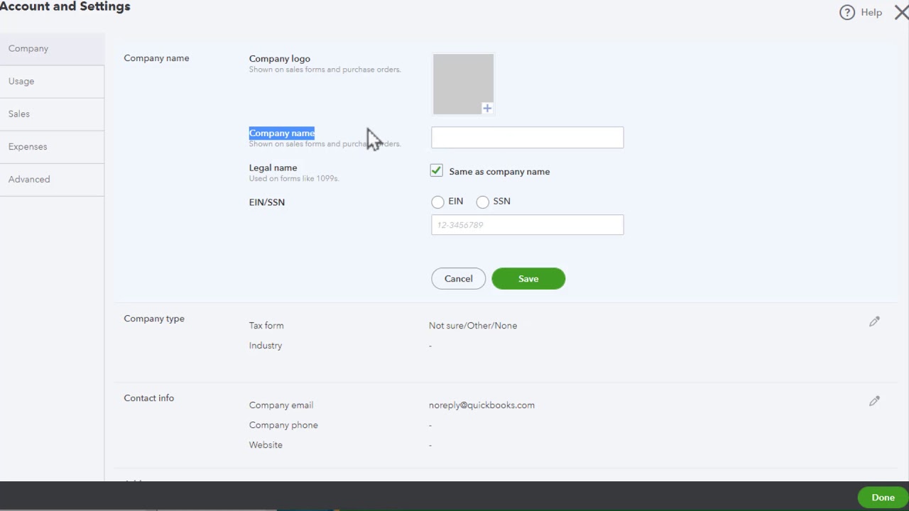 How Do I Change The Company Name In Quickbooks Online? (Qbo)