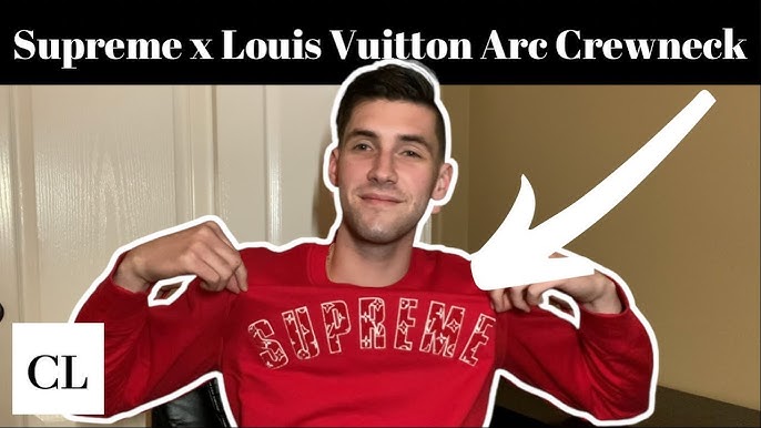 Louis Vuitton LV x Supreme Men's XL Red Monogram Arc Logo Crewneck