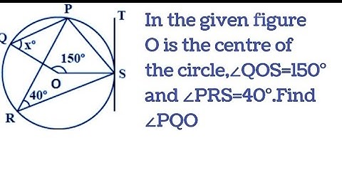 In the given figure O is the centre of the circle ∠QOS=150°and∠PRS=40° . Find  ∠PQO