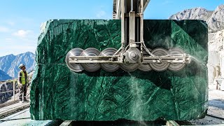 🔥Massive Marble Blocks Meet A Heavy - Duty Cutting Machine Full Factory Process