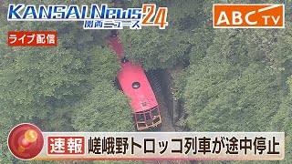 【速報・空撮】嵯峨野トロッコ列車が途中で停止　乗客が駅まで歩いて避難