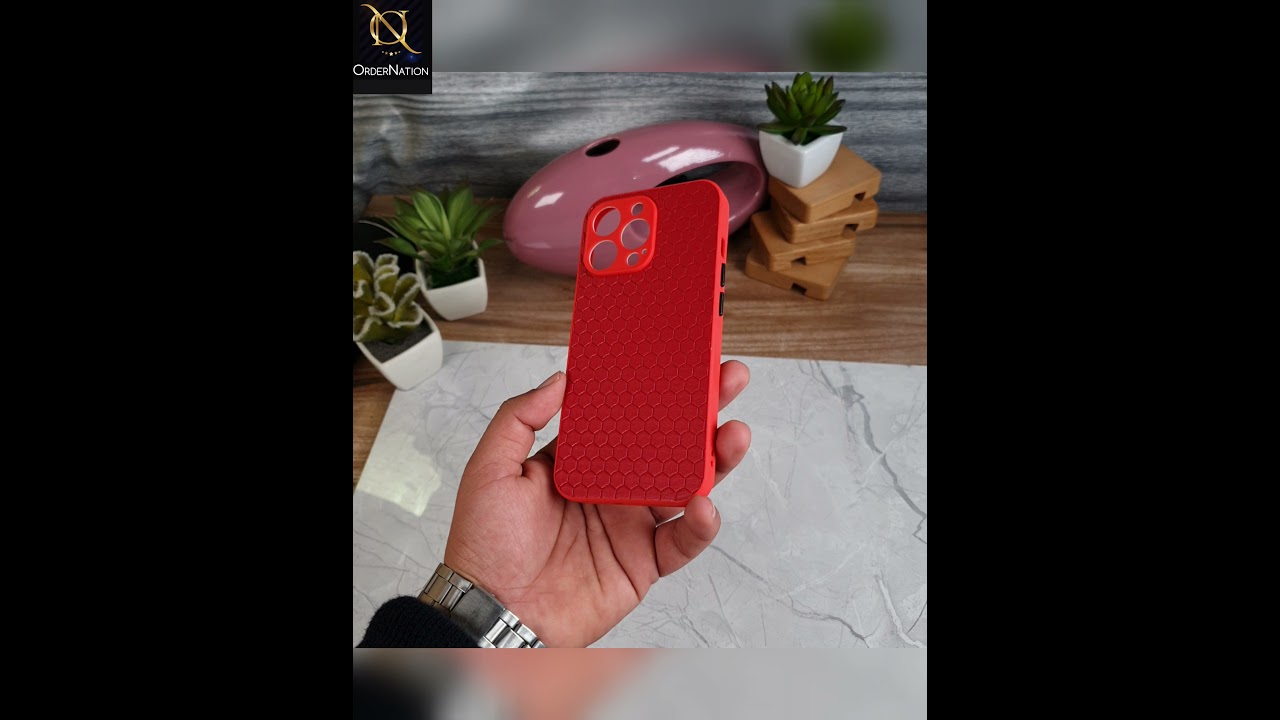 Infinix Hot 10i Cover - Red - Hexagon Shape Hive Grid Pattern Tpu Soft Cases