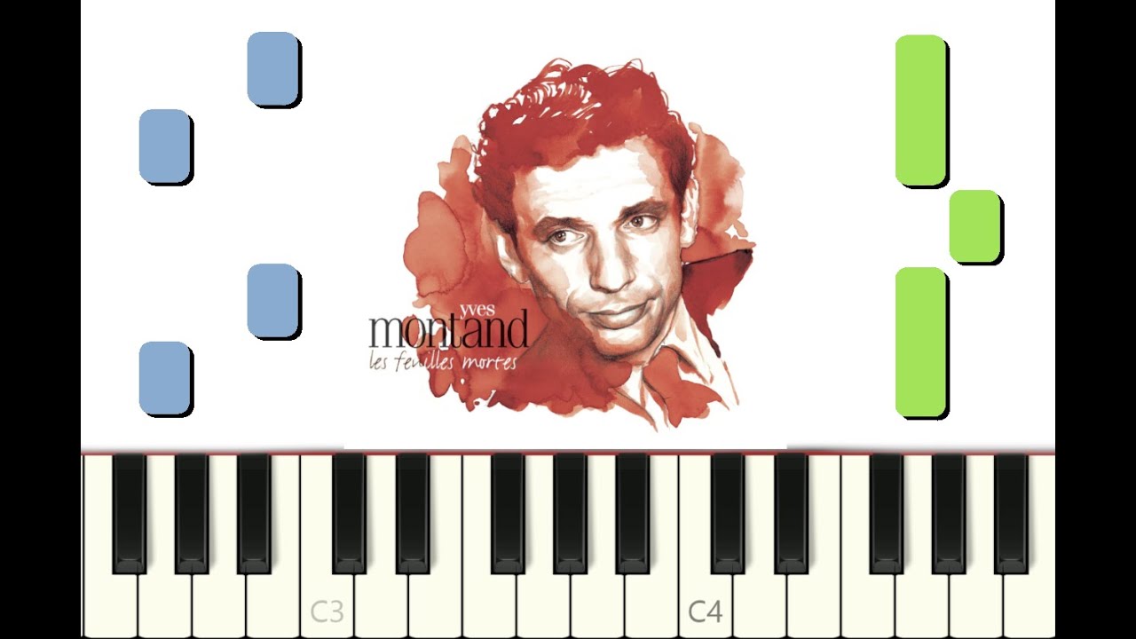 piano tutorial "LES FEUILLES MORTES" Yves Montand, 1949, avec partition — free download