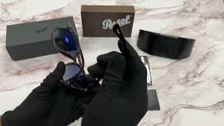Persol Sunglasses Model-3194-S Color-1075/Q8 Brown-Silver Logo/Blue Gradient Lenses