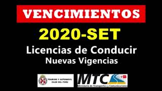 02 | VENCIMIENTOS LICENCIAS DE CONDUCIR SET 2020 |Prórrogas | Revalidación | MTC Touring Perú