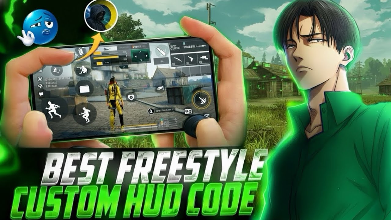 World's Best 3 Finger & 4 Finger Custom HUD CODE 🥶⚙️| FREESTYLE CUSTOM HUD IN FREE FIRE 🇧🇷💀