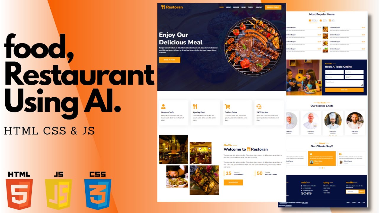 Build a Responsive Food Restaurant Website Using HTML, CSS, JavaScript ...